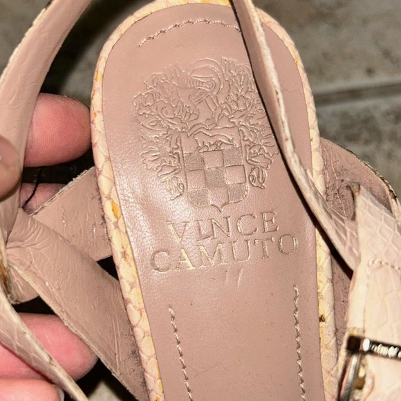 "Vince Camuto Nude Faux Snakeskin Platform Heels (Size 7)" - Picture 3 of 5